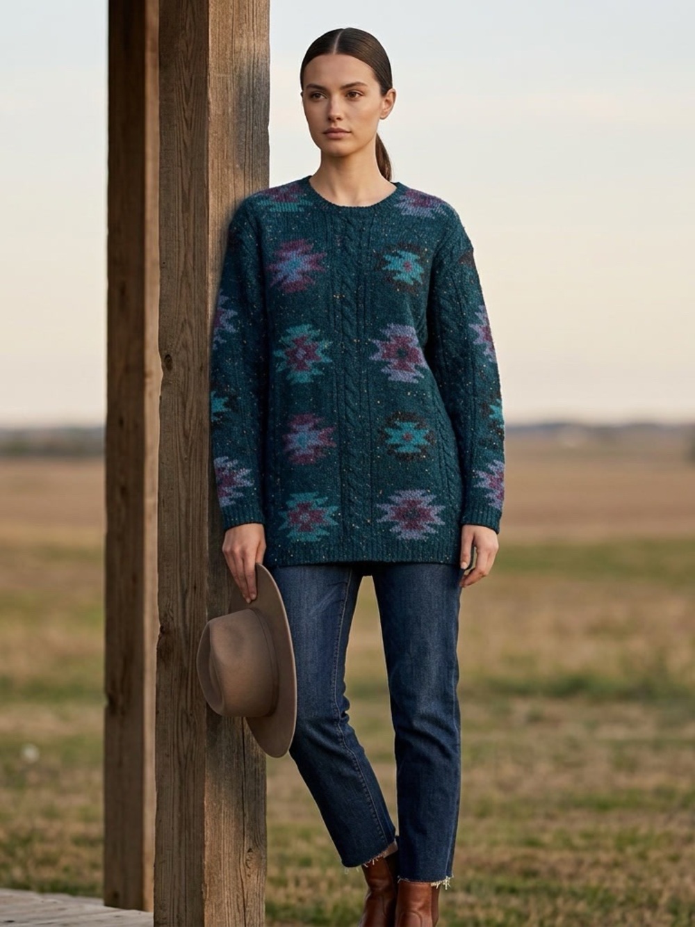 Jones Jeans Aztec Wool Blend Tunic Sweater. In excellent condition.